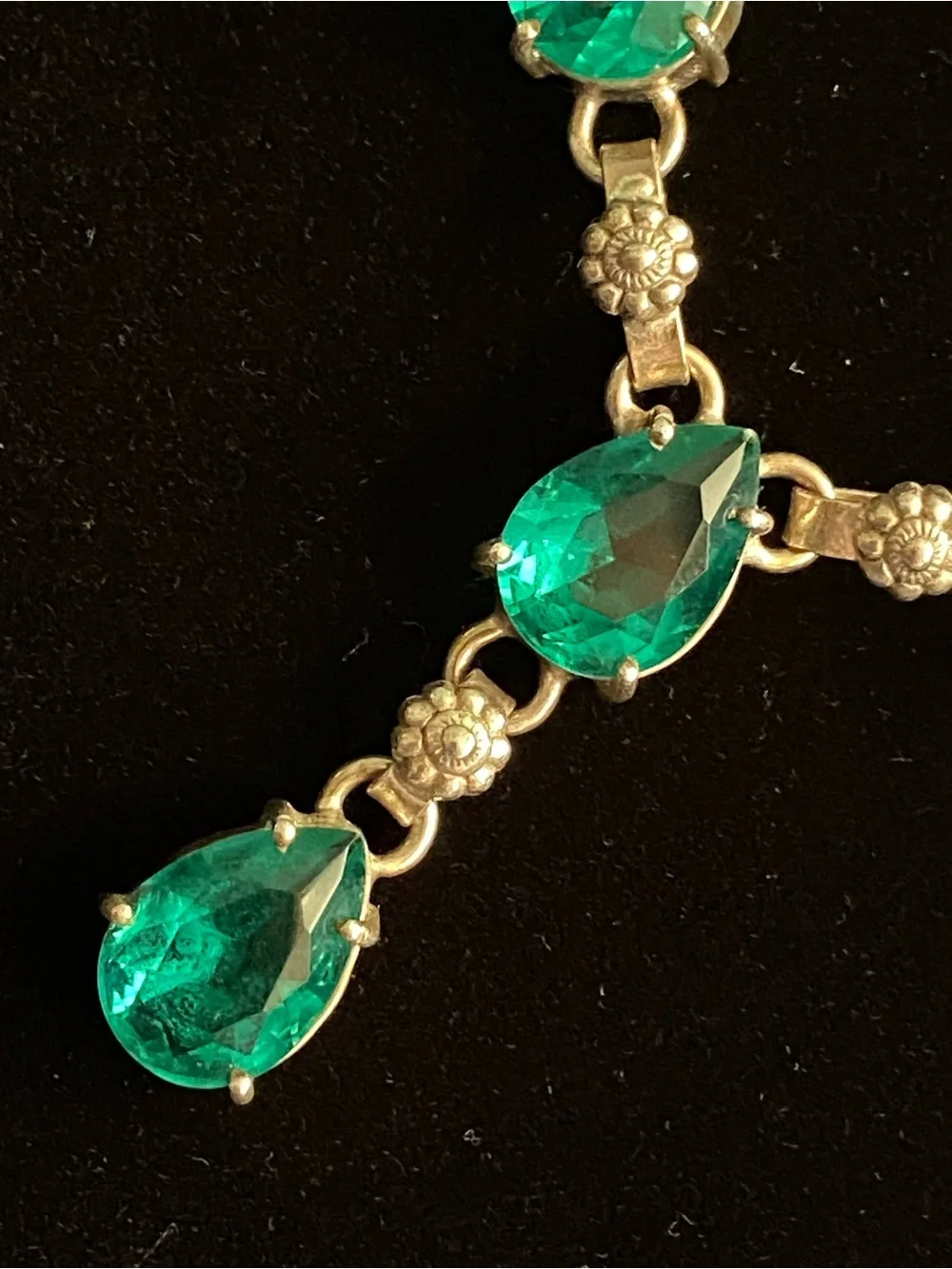 Sterling Silver Necklace Genuine Green Apatite Lariat Semi-Precious Vintage?